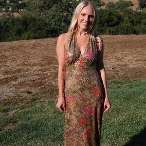 Fait Par Foutch Liana Backless Sequined-Mesh Maxi Dress XS